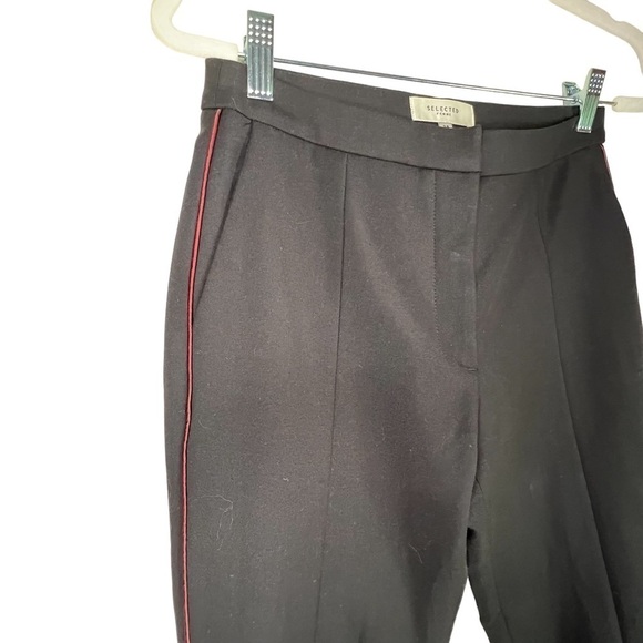 ASOS Selected Femme Muse Pipping MW Cropped Pant  Black/Red Pipping Size 36 - Picture 9 of 14